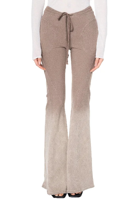 Washed Flared Jersey Trousers Brown Trousers Modern Contemporary