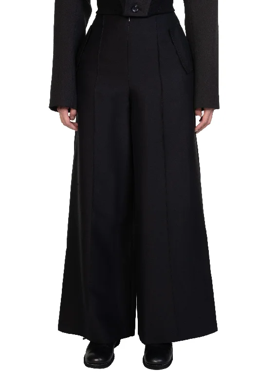 Classic Silk Wool Wide-Leg Trousers Trousers Brand Named