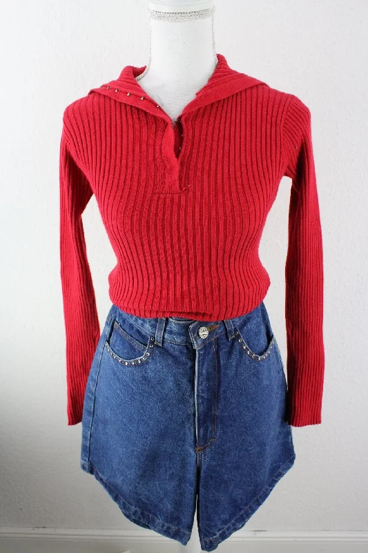 Vintage Red Tommy Hilfiger Pullover (XS) Over Sleeve Pullover