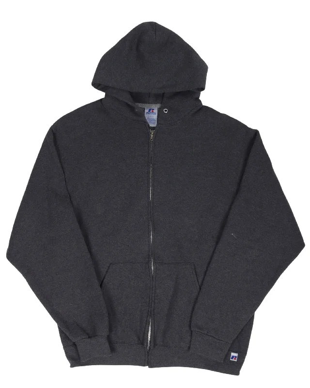 Russell Zip Up Hoodie Hoodie with Hem Applique Textured Unique