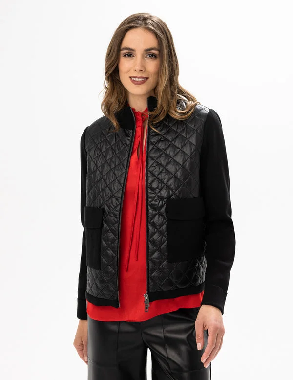 Renuar Quilted/Knit Jacket R3824-E2027-148 Black Oversized Jacket Tailored Jacket Straight Jacket