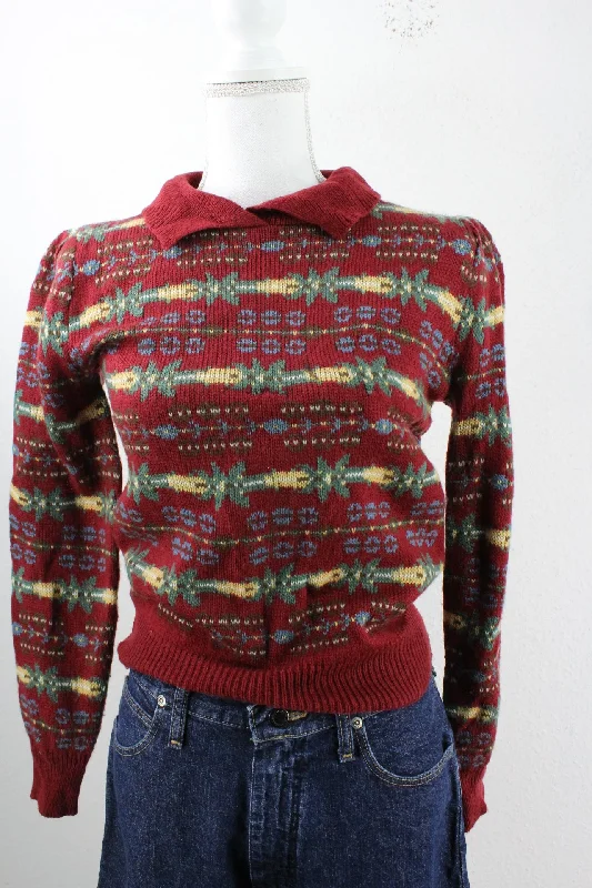 Vintage Red Pullover (M) Thin Wool Pullover