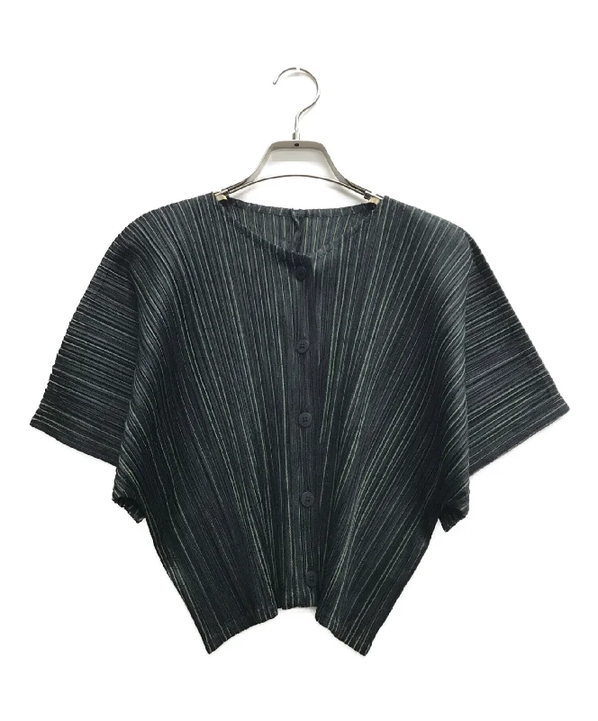 [Pre-owned] PLEATS PLEASE Pleated short-sleeved cardigan PP93-J0592 Handmade Hand-knitted Hand-woven