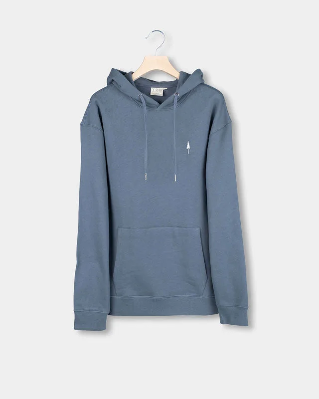 TreeHoodie Relaxed Steel Blue Hoodie with Emblem Brand Identity