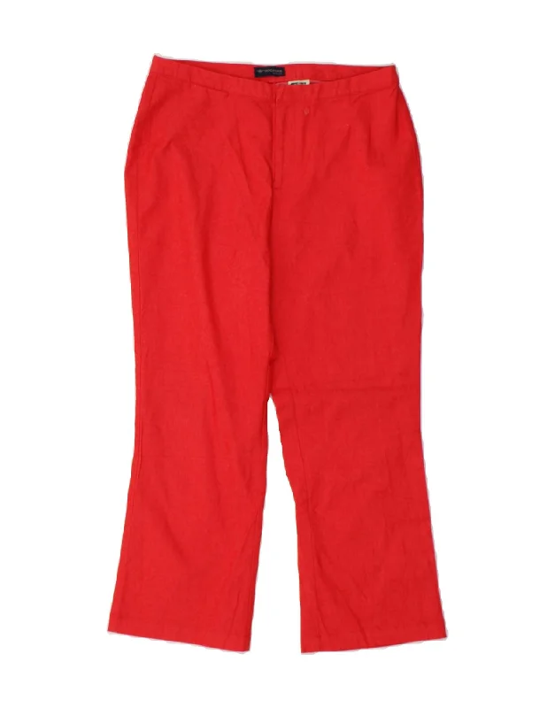 DOCKERS Womens High Waist Cropped Trousers US 10 Large W30 L24 Red Cotton Trousers Office Stylish