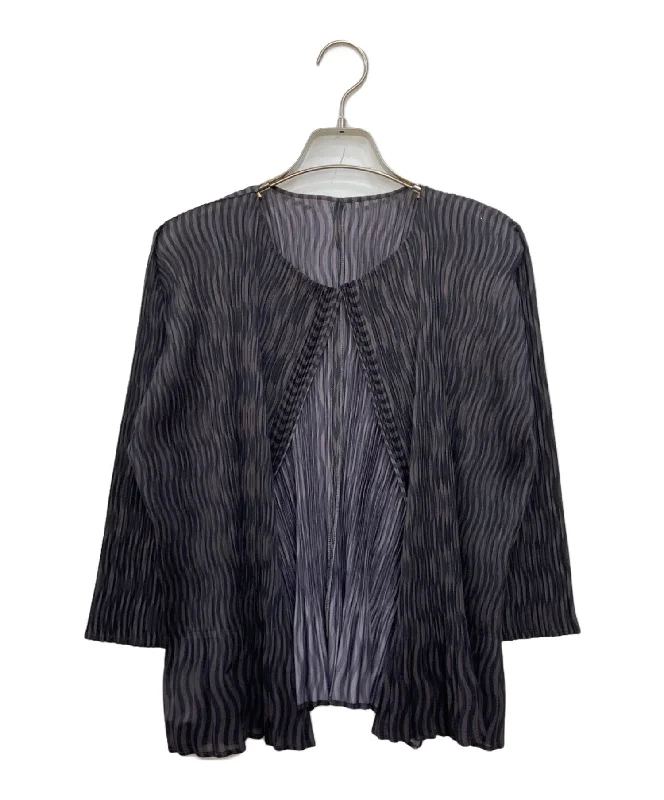 [Pre-owned] PLEATS PLEASE pleated cardigan PP43-J0883 Boat Neck Shawl Collar Notched Collar