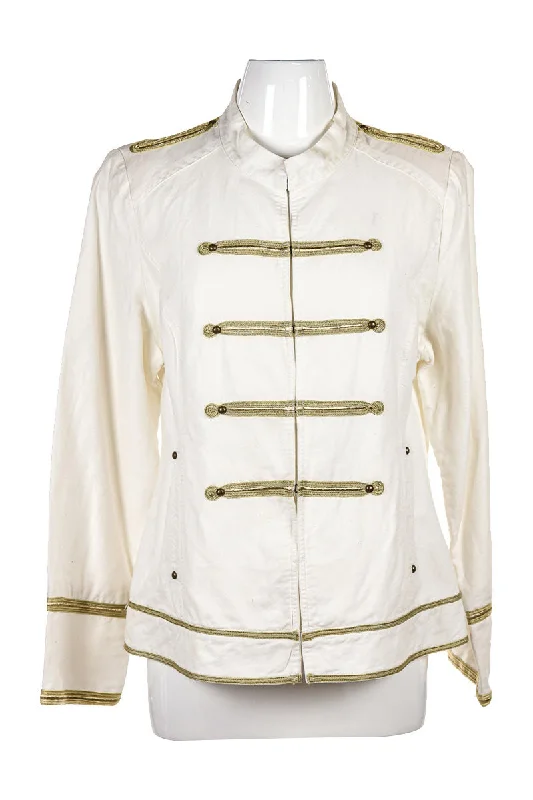 White Jacket with Gold Detail Jersey Jacket Tulle Jacket Batik Jacket