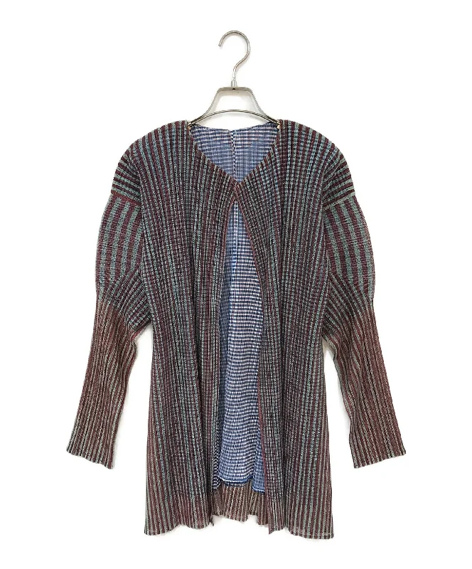 [Pre-owned] PLEATS PLEASE Pleated Topper Cardigan PP14-JO163 Mesh Cardigan Canvas Denim