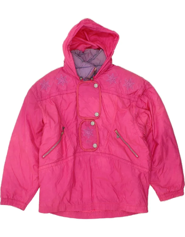 LUHTA Womens Hooded Pullover Ski Jacket UK 18 XL Pink Thin Wool Pullover