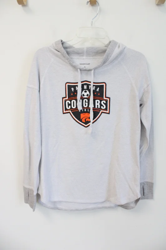 Boxercraft Light Gray Palmyra Cougars Girls Hoodie | S Hoodie with Monochrome Minimalist Simple