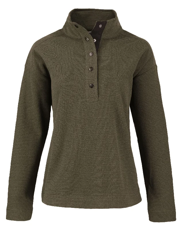 Cutter & Buck - Women's Hunt's Point Textured Fleece Recycled Snap Pullover Open Front Cardigan