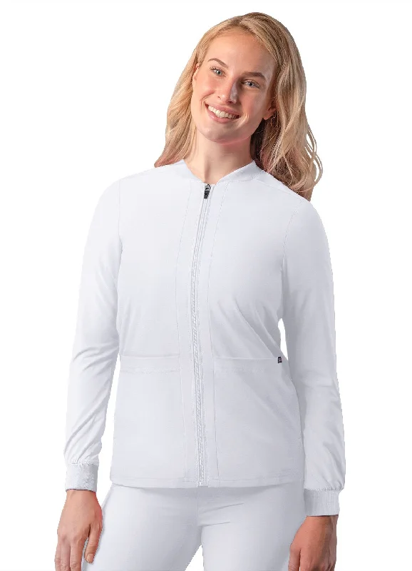 Addition Women's Bomber Zipped Jacket by Adar XXS-3XL / WHITE Front Pockets Side Pockets Patch Pockets