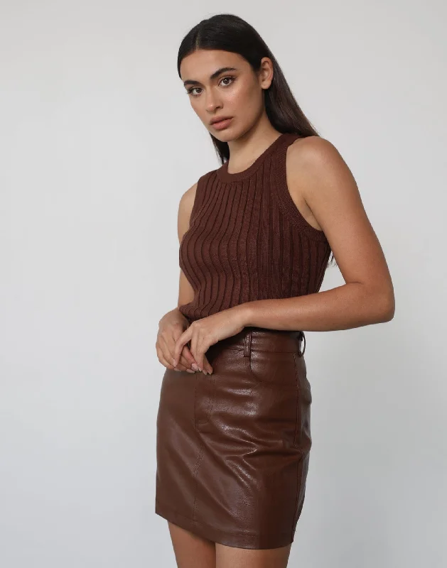 Mae Tank Top (Brown) scoop neck tank