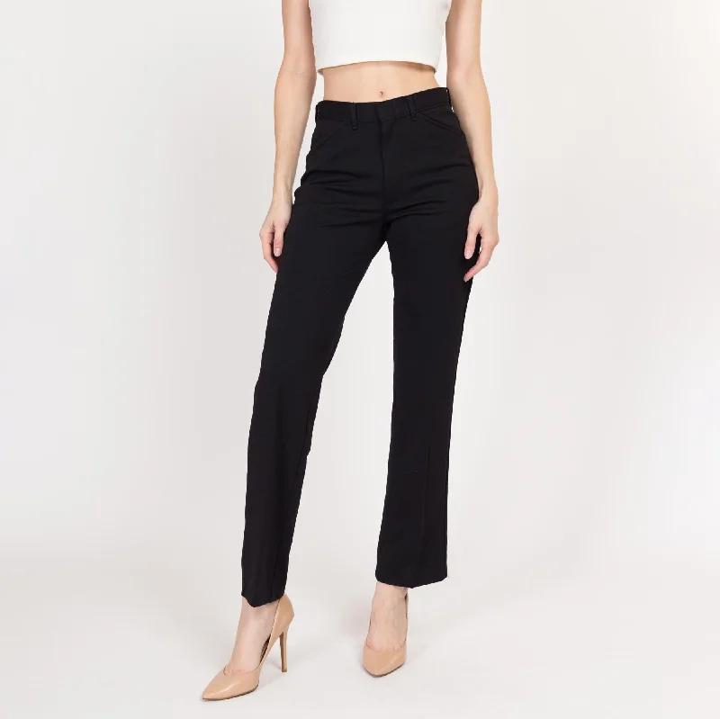 XS & Sm 70s Black Mid Rise Trousers Trousers chic elegant