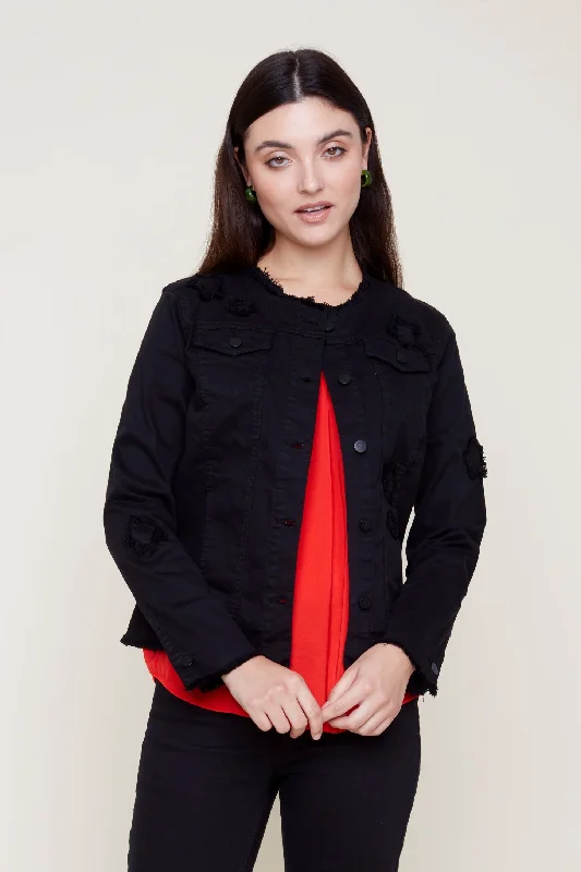 Renuar Woven Tencel Jacket R3811-E2008S-148 Black Snapped Jacket Toggled Jacket Drawstring Jacket