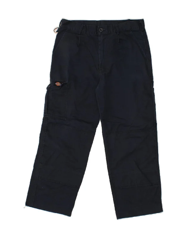 DICKIES Womens Straight Cargo Trousers W32 L26  Navy Blue Polyester Trousers Denim Blue