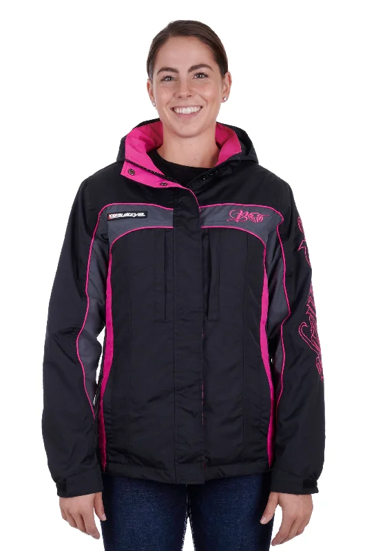 Bullzye Ladies Carla Jacket - Black/Pink - B3W2709057 Satin Fabric Silk Fabric Chiffon Fabric