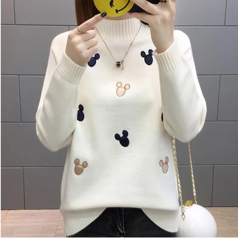 Women Knit Pullover Sweater New Autumn Winter Clothes Peter Pan Collar