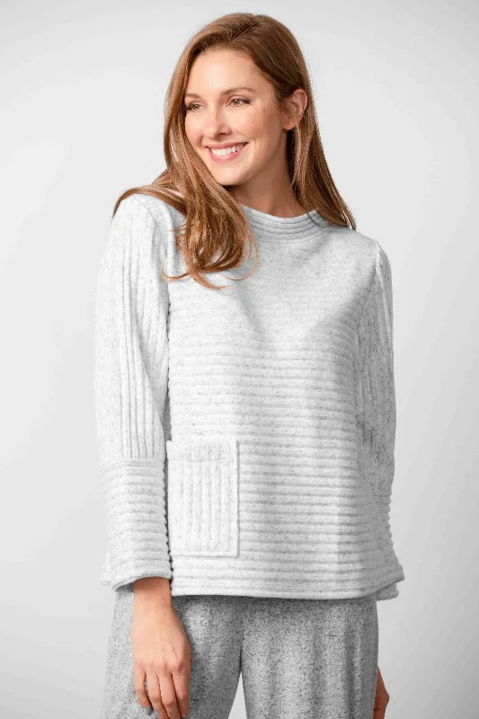 Women's Habitat | Pleated Fleece Pocket Pullover | Winter White Bateau Neck Pullover