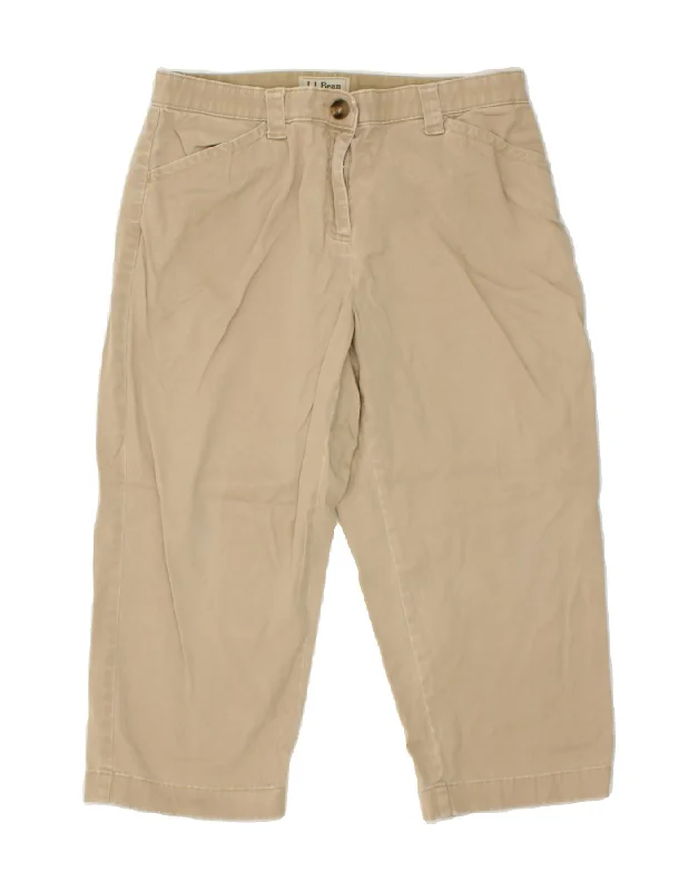 L.L.BEAN Womens Classic Fit Capri Trousers US 14 Large W32 L21  Beige Trousers Canvas Durable