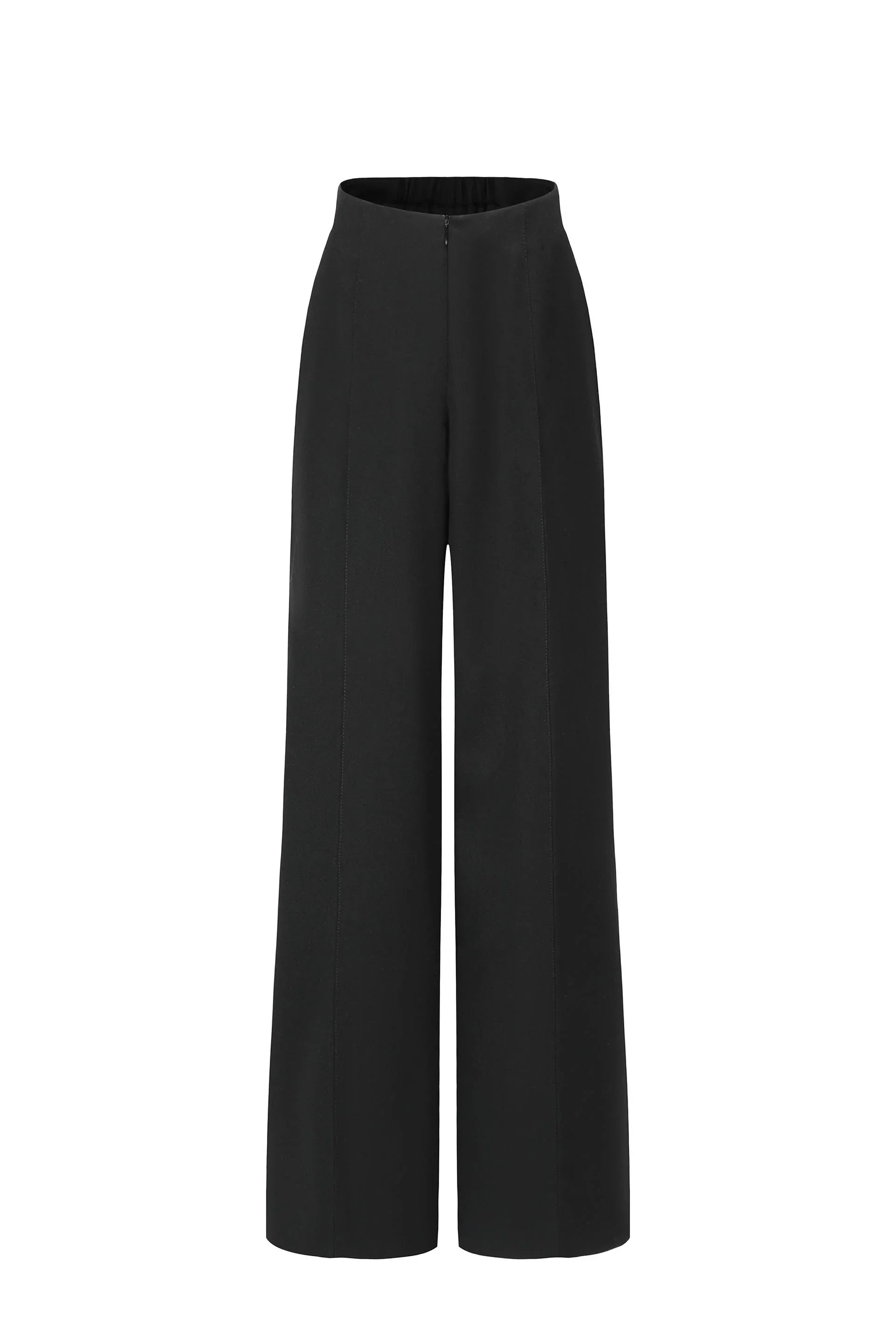 Black Wool Wide Leg Trousers Trousers Sale Discount