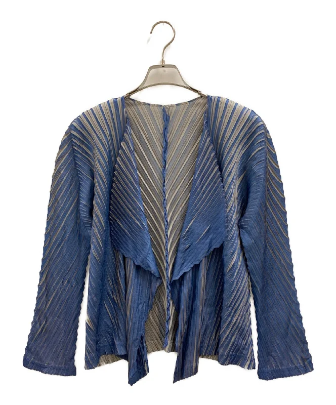 [Pre-owned] PLEATS PLEASE Long-sleeved pleated cardigan PP43-J0721 Satin Blend Silk Blend Wool Blend