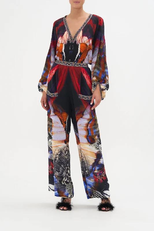 WIDE LEG TROUSER WITH FRONT POCKETS WINGS OF MARIPOSA Trousers Seasonal Trendy