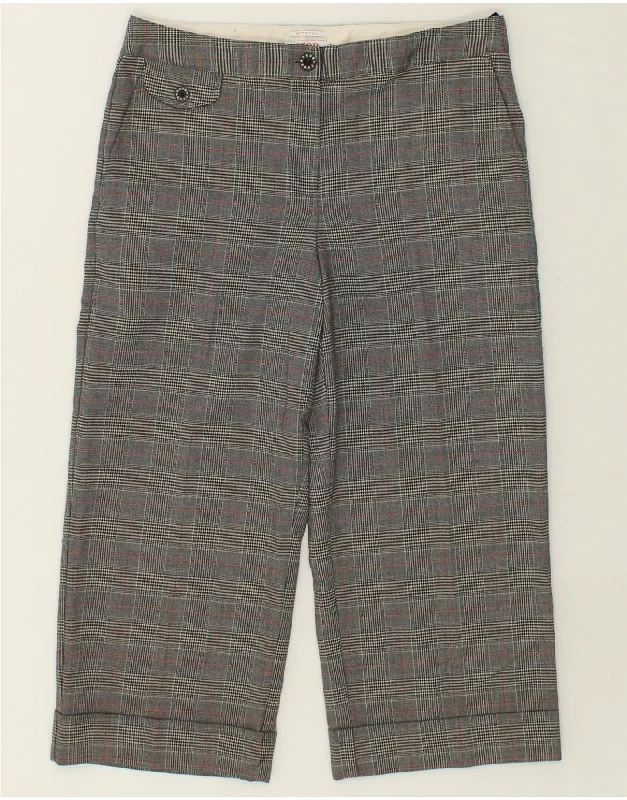 IZOD Womens Capri Chino Trousers US 8 Medium W30 L21  Grey Check Polyester Trousers Lace Delicate