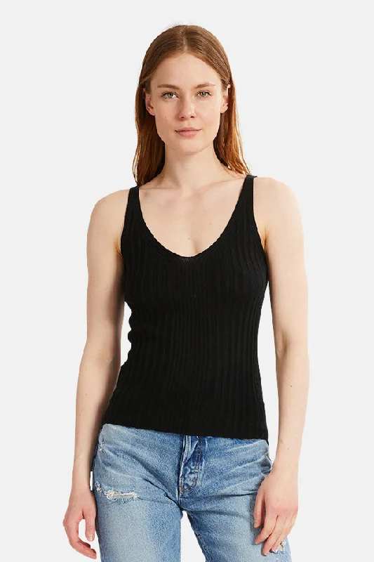 Ribbed Cashmere Tank Black glitter tank top