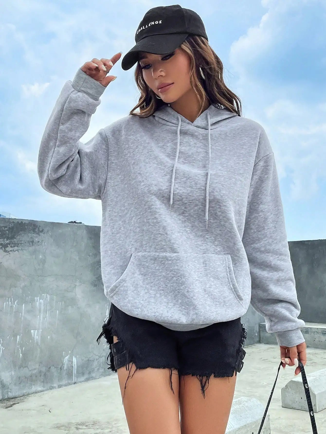 Solid Color Casual Hoodie For Female Pocket Creative Sweatshirts All-Match Street Clothes Womens Fleece Unisex Pullovers Bolero Style Sweater