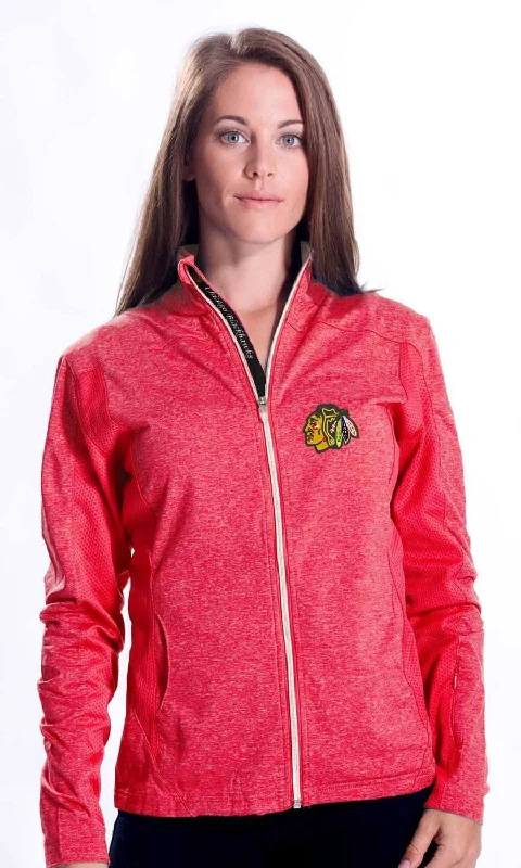 Women's Chicago Blackhawks Levelwear Aurora Script Full Zip Jacket-Red Fleece Jacket Down Jacket Feather Jacket