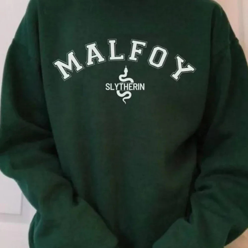 Malfoy Sweatshirt House Sweatshirts Dark Academia Crewneck College Sweatshirt Unisex Long Sleeve Pullover Autumn Winter Hoodies Bishop Sleeve Elegant