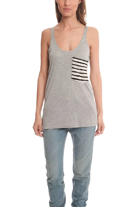 Erin Kleinberg Striped Detail Pocket Tank halter tank top