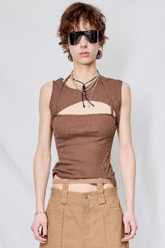 Chocolate Modular Rib Tank lightweight tank top