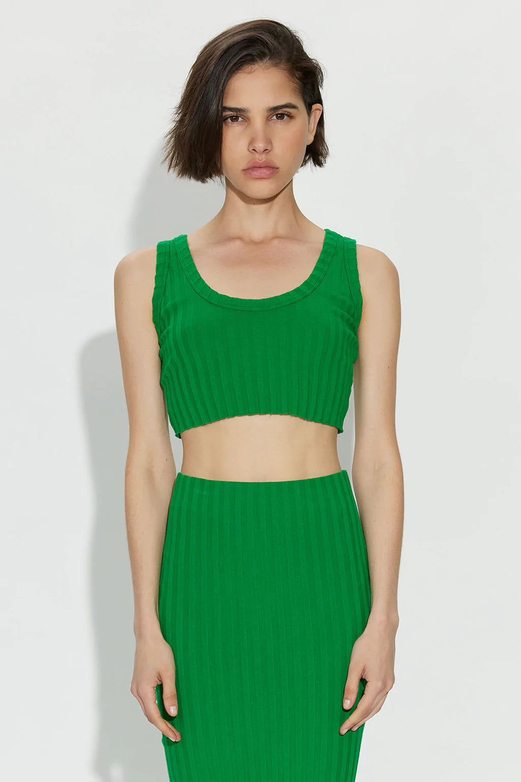 Capri Crop Tank Kelly Green ivory tank top