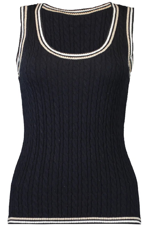 Scoop Neck Tank - Navy Combo one shoulder tank