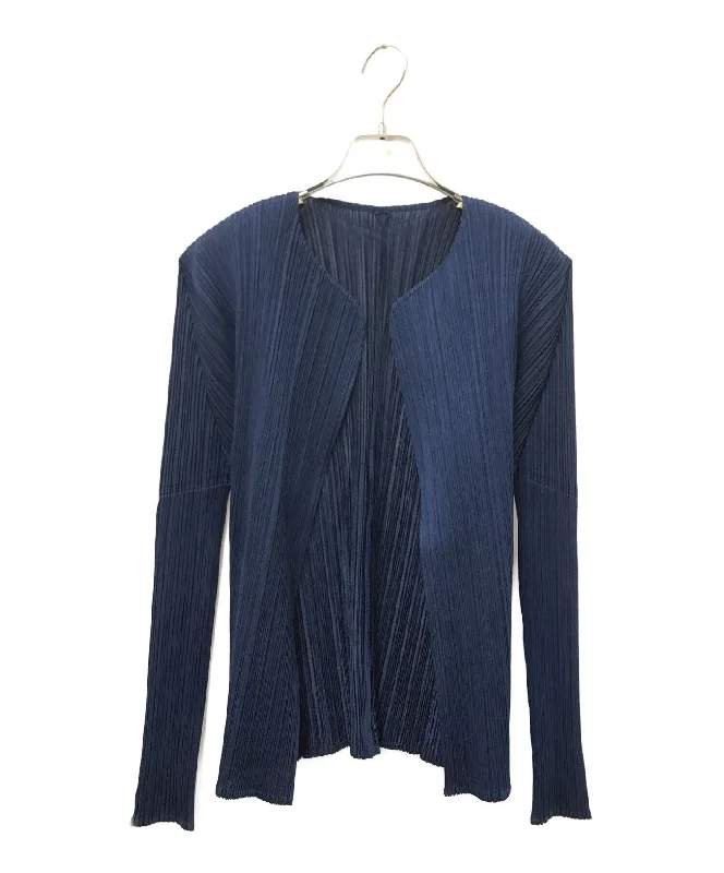 [Pre-owned] PLEATS PLEASE Pleated cardigan Popular, standard Issey Miyake Dolman design PP11-JO214 Rayon Fabric Velvet Fabric Corduroy Fabric