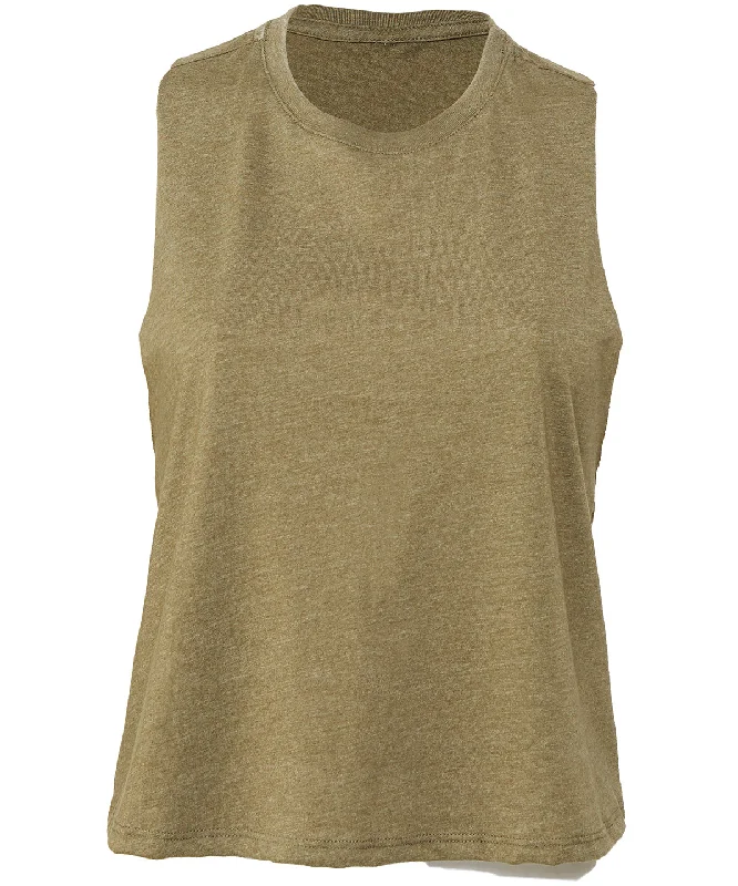 Heather Olive - Women's racerback cropped tank activewear tank top