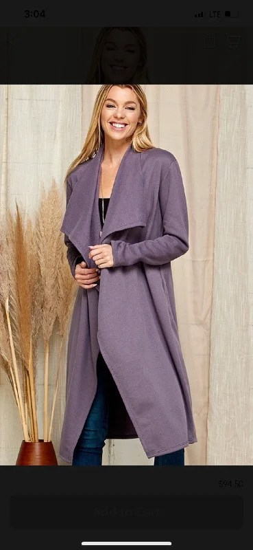 Lavender Long Cardigan Fitted Loose Oversized