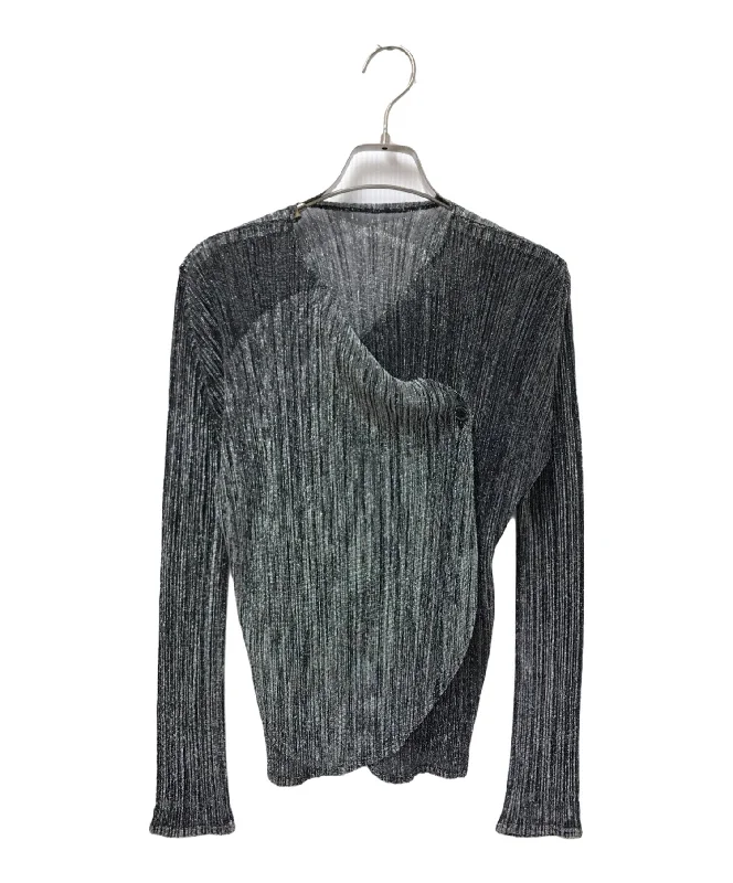 [Pre-owned] PLEATS PLEASE Lame Pleated Cardigan PP83-J0712 Chenille Blend Fleece Blend Nylon Blend