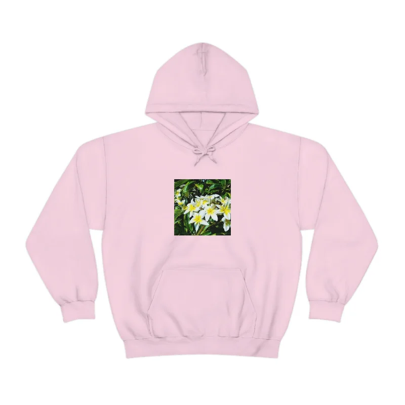 Islander Plumeria Unisex Heavy Blend™ Hooded Sweatshirt Hoodie with Rolled Sleeves Casual Relaxed