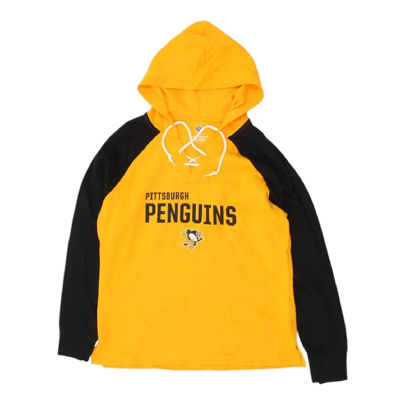 Pittsburgh Penguins Womens Yellow Pullover Hoodie | Casual NHL Ice Hockey Hoody Zipper Front Cardigan