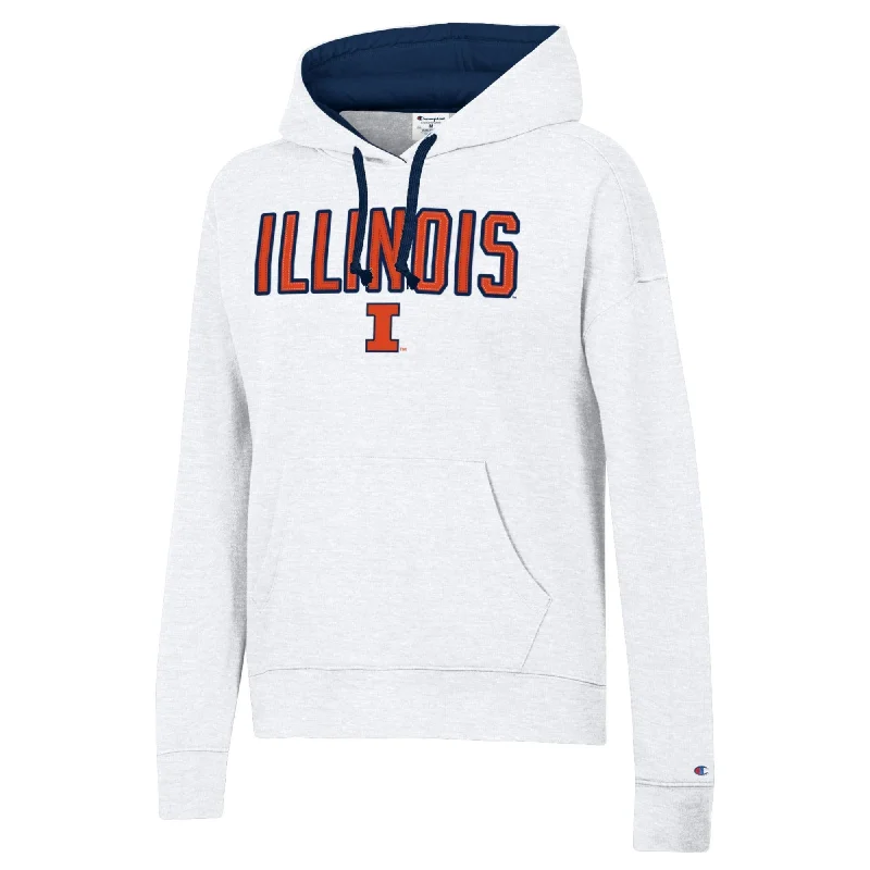 Illinois Fighting Illini Women's Hoodie Champion Hoodie with Hem Fringe Bohemian Relaxed