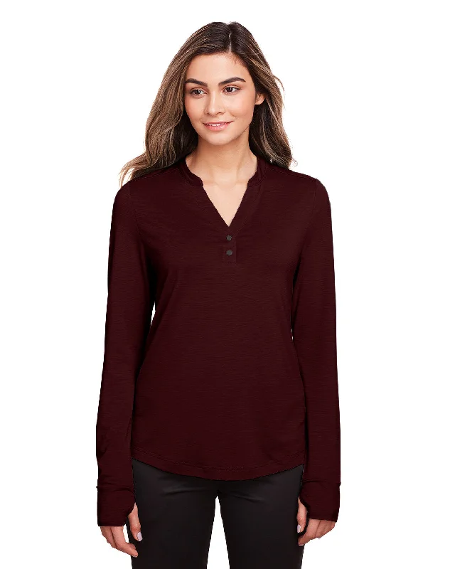 North End NE400W Ladies' Jaq Snap-Up Stretch Performance Pullover Three Quarter Sleeve