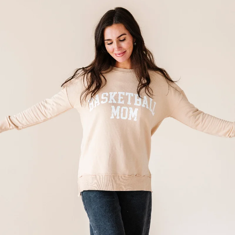 Basketball Mom Crew Neck Sweatshirt Hoodie with Crew Neck Simple Timeless