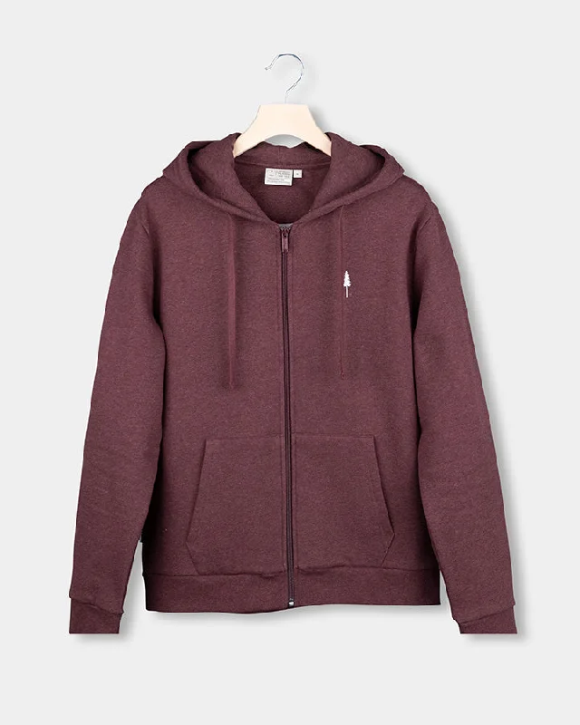 TreeHoodie Zip Bordeaux Mel Hoodie Sweatshirt Pullover