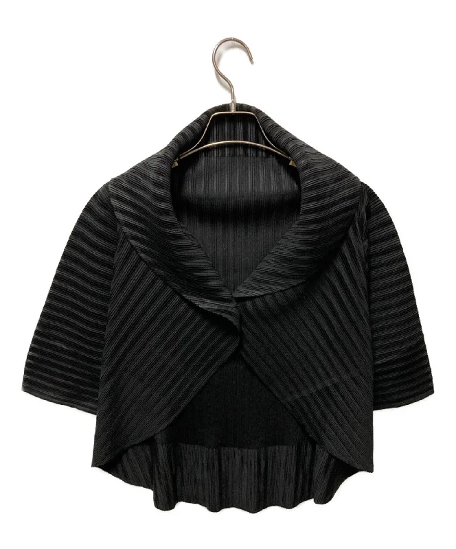 [Pre-owned] PLEATS PLEASE Pleated Bolero Cardigan PP31-F0374 Notch Collar Peter Pan Collar Cowl Neck