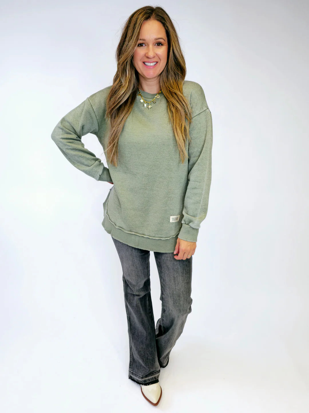 SC COMFY ROUND HERE SWEATSHIRT Hoodie with Button Placket Classic Preppy