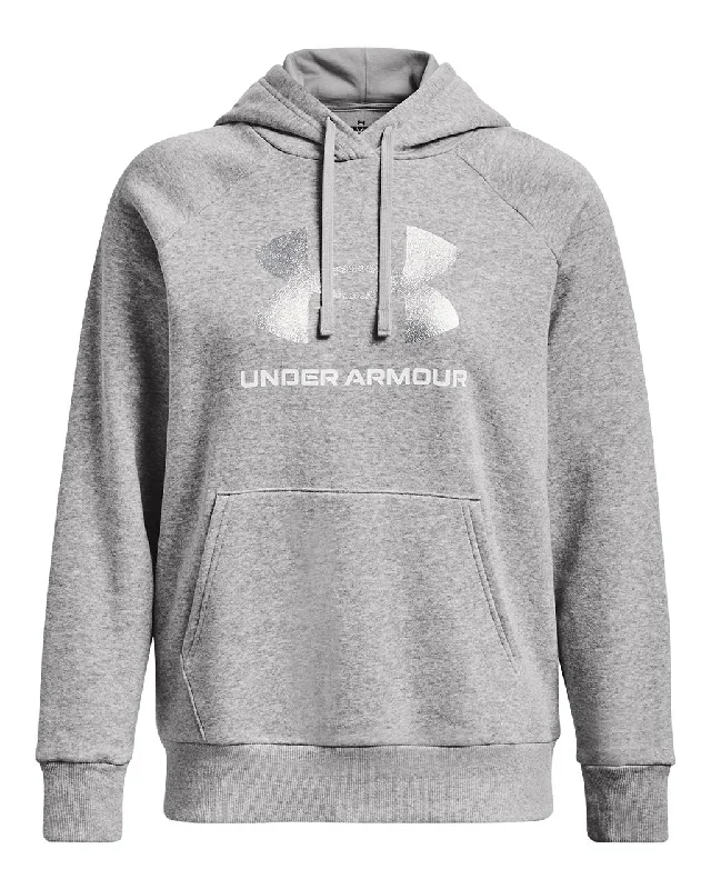 Under Armour Womens Rival Fleece Glitter Pullover Hoodie Slit Sleeve Stylish