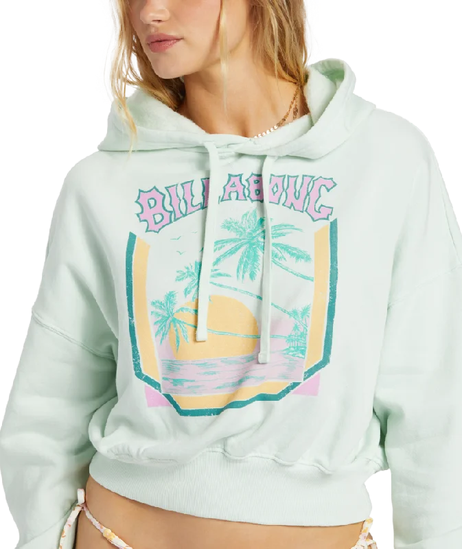 Billabong Womens All Time Fleece Pullover Hoodie Sweatshirt Oblong Neck Pullover